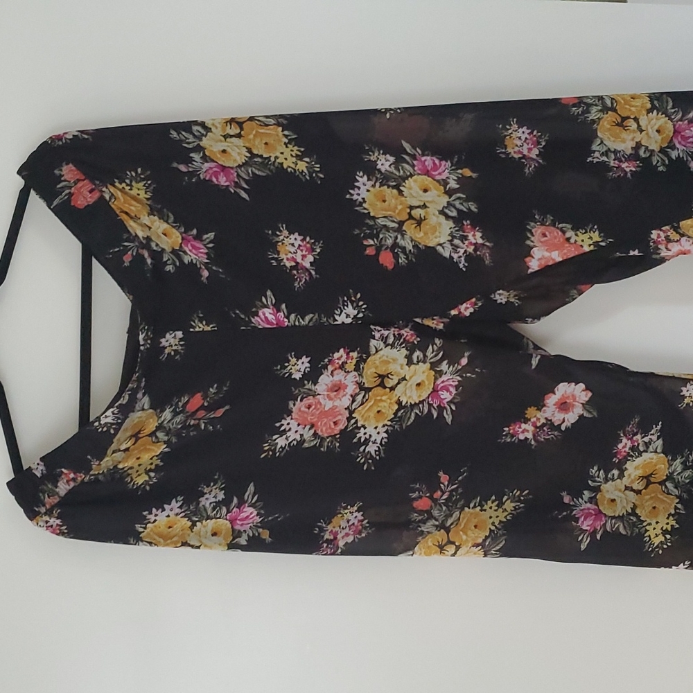 Sheer wide leg floral pants